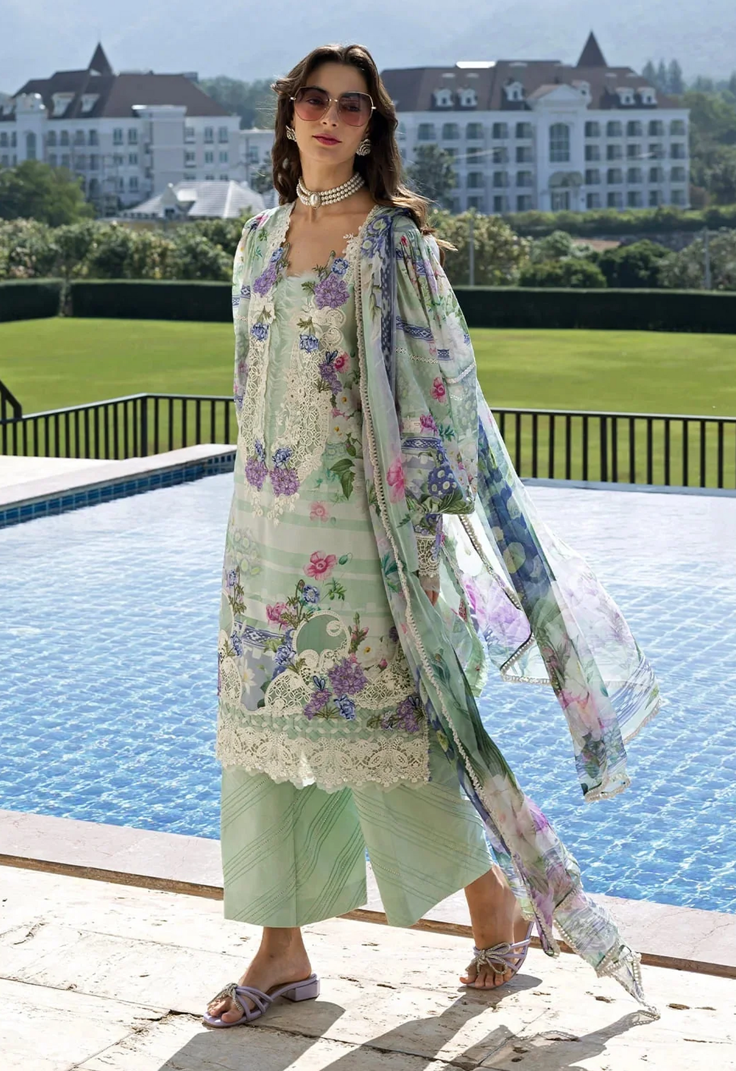 Embroidered Lawn 3 Piece Unstitched Suit EL-WM-ESA-6B - Summer Collection