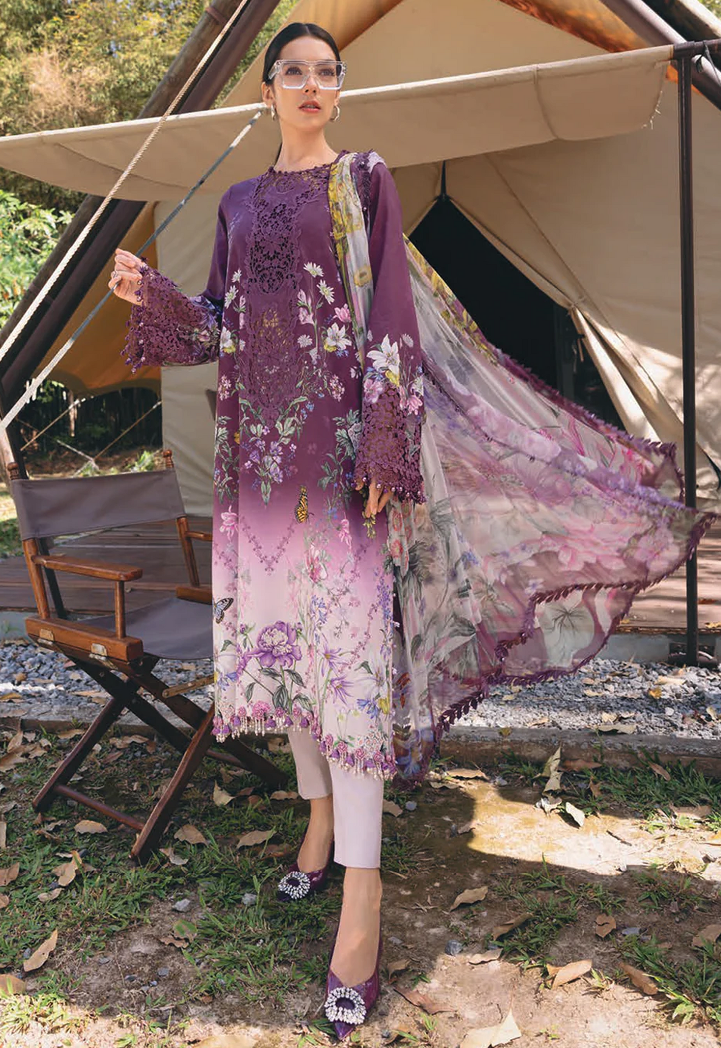 Embroidered Lawn 3 Piece Unstitched Suit MBL-MPT-2909-B-26 - Summer Collection