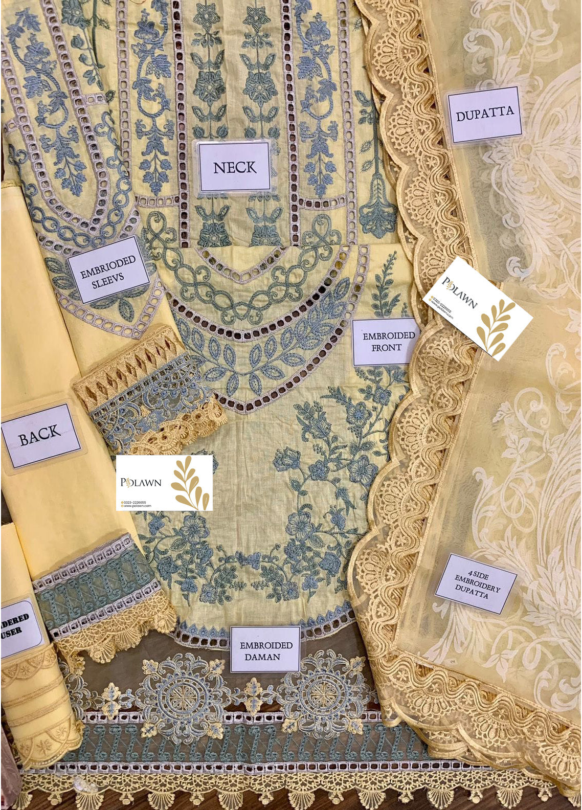 Embroidered Lawn 3 Piece Unstitched Suit MBL-D-2312-A-23 Summer Collection