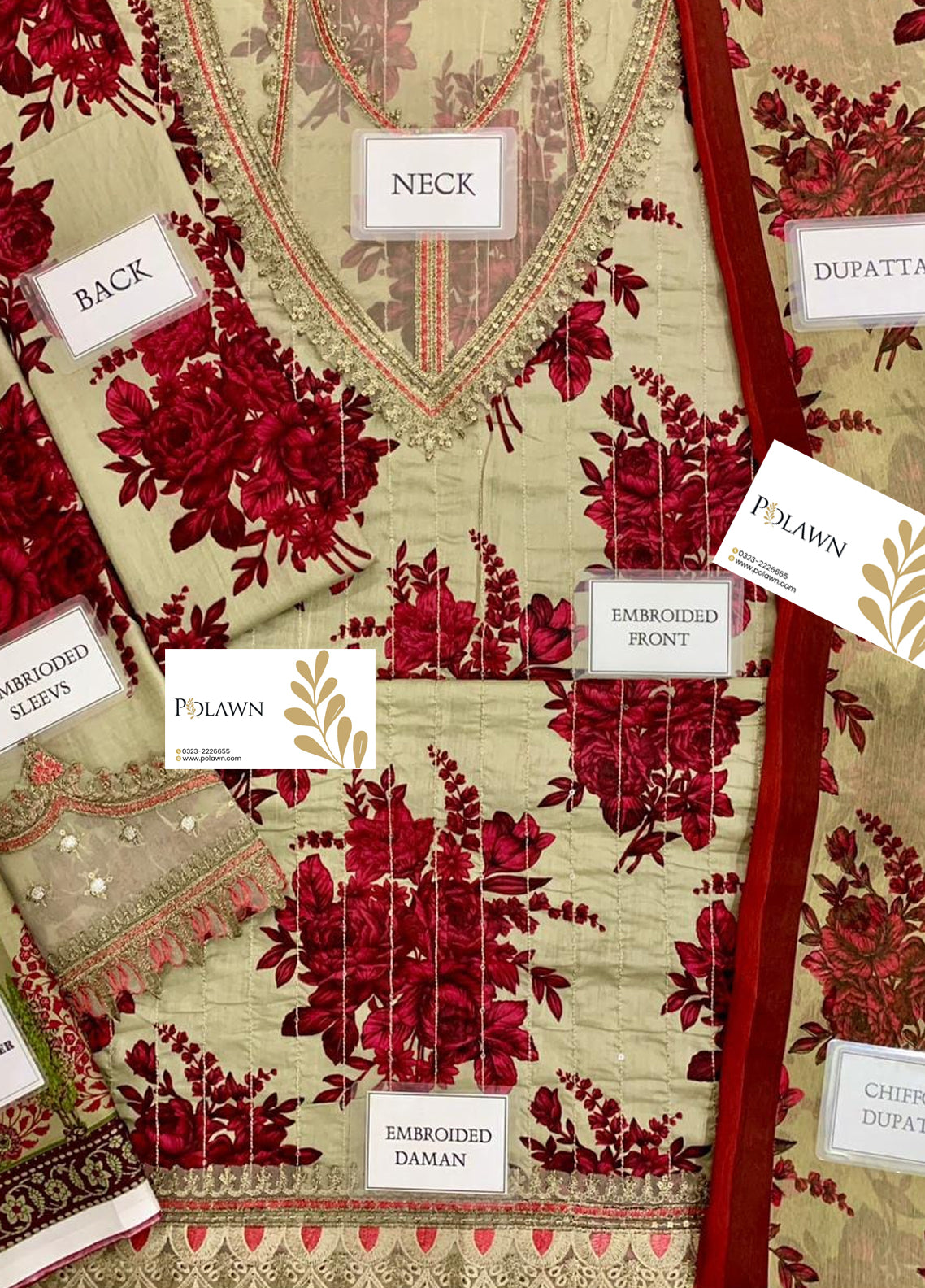 Embroidered Lawn 3 Piece Unstitched Suit MBL-MPT-2110-A-24 - Summer Collection