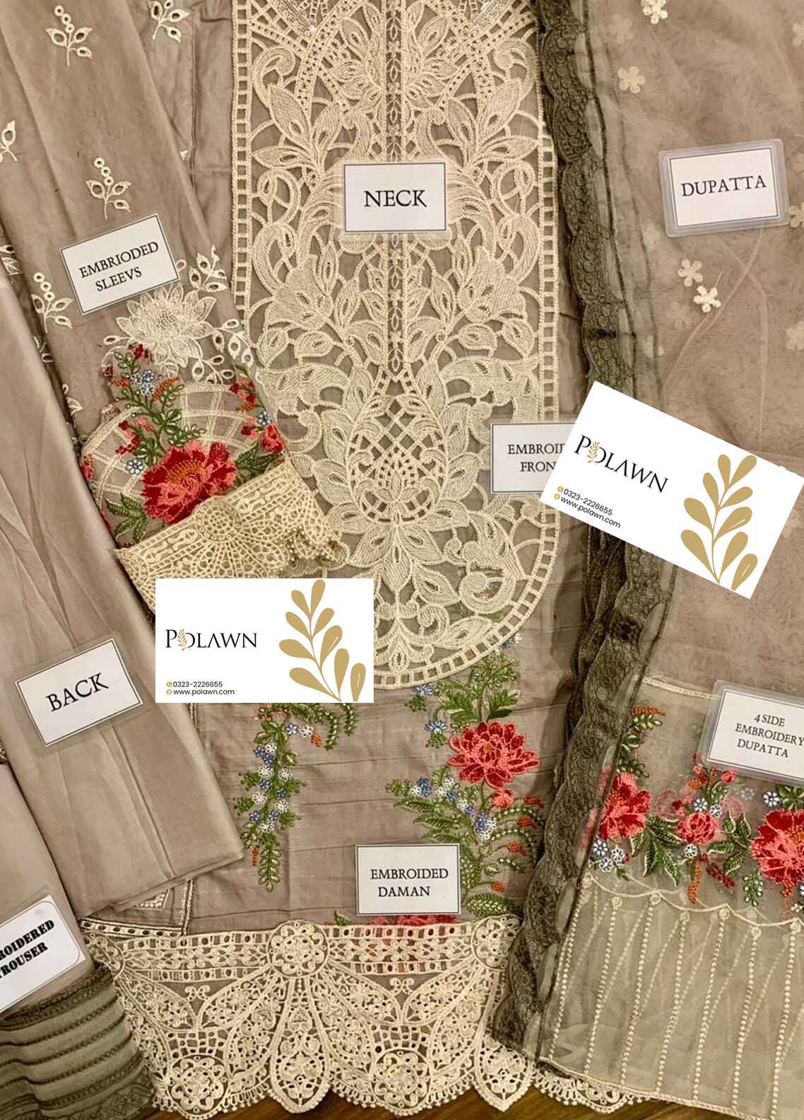 Embroidered Lawn 3 Piece Unstitched Suit MBL-EID-24-01 - Summer Collection