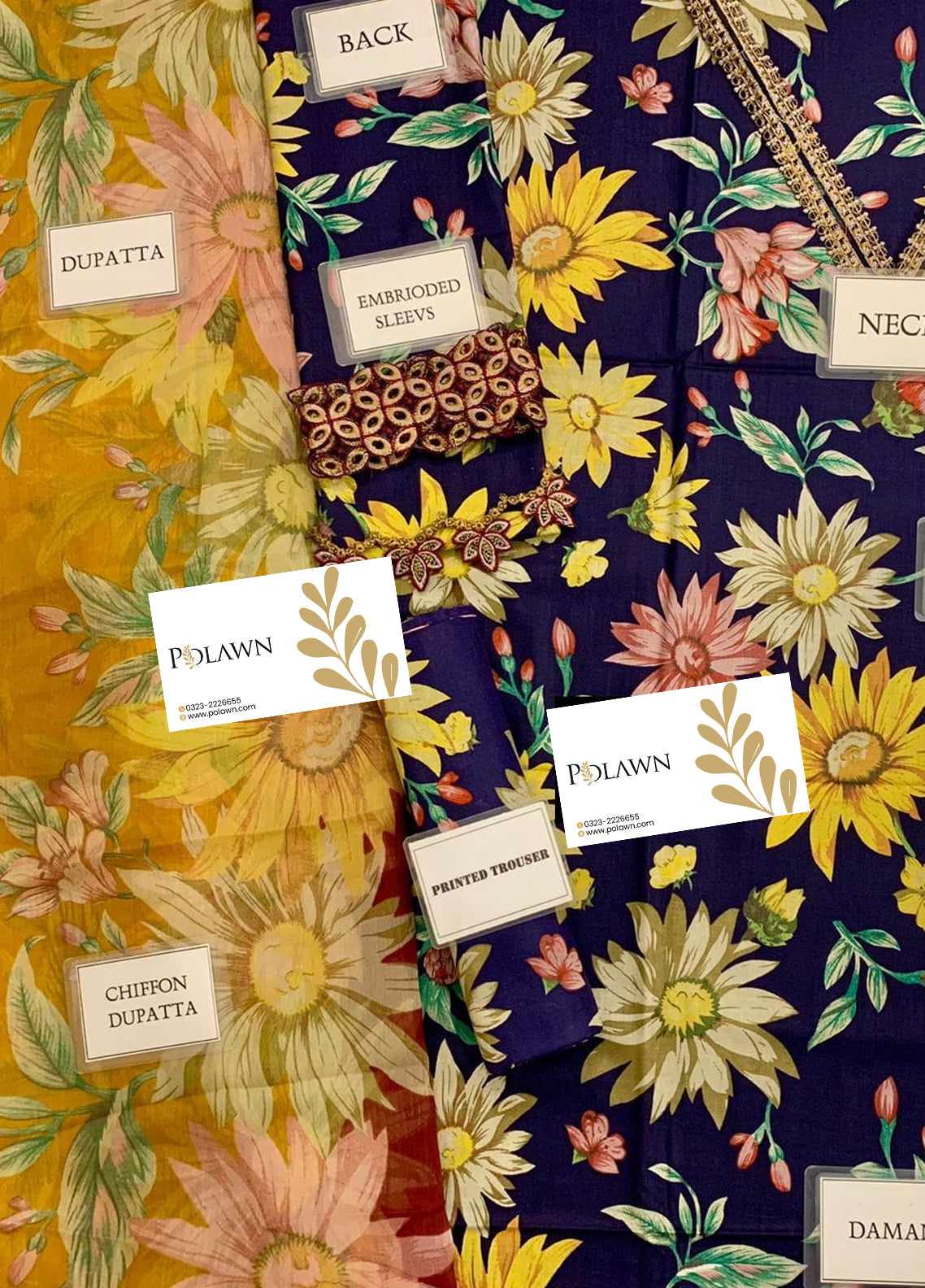 Embroidered Lawn 3 Piece Unstitched Suit BL-UF-494 - Summer Collection