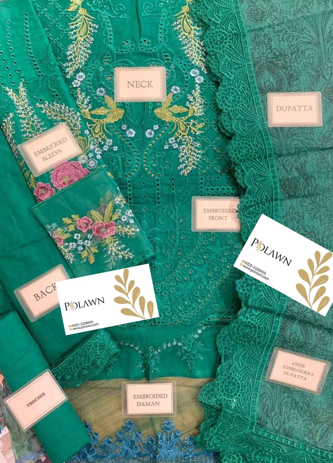 Embroidered Lawn 3 Piece Unstitched Suit MBL-EID-24-02 - Summer Collection