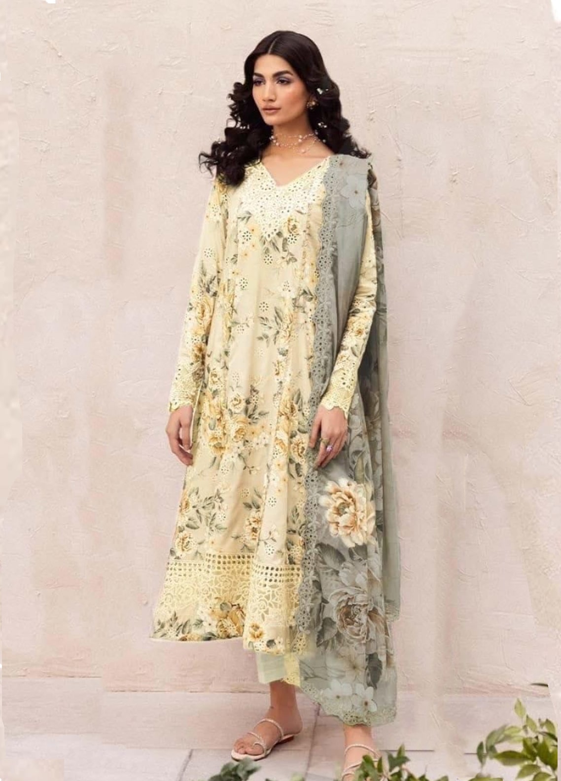 Embroidered Lawn 3 Piece Unstitched Suit YELLOW-IL-DL-09-Whisper-YELLOW - Summer Collection
