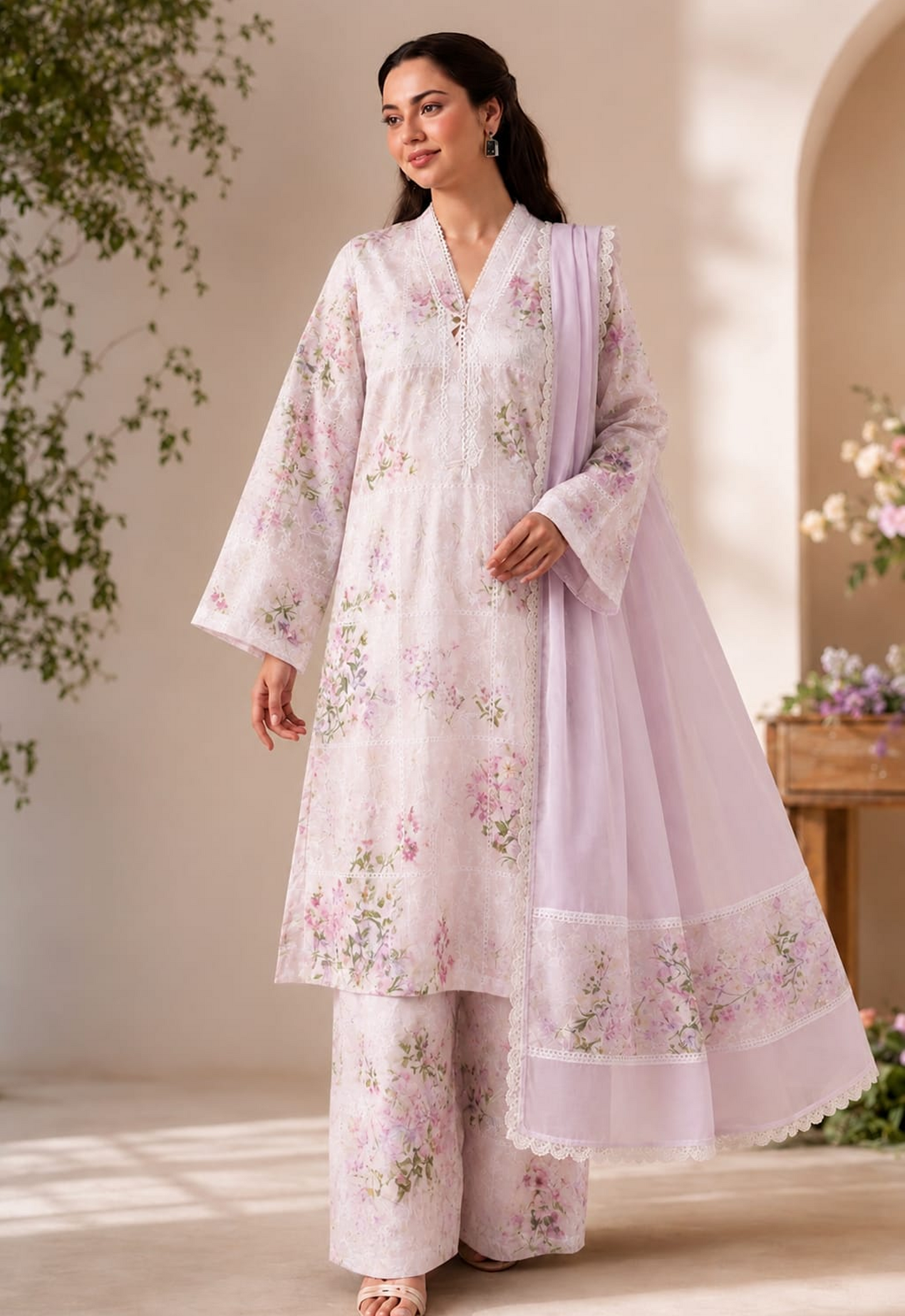 Embroidered Lawn 3 Piece Unstitched Suit CL-HU-108 - Summer Collection