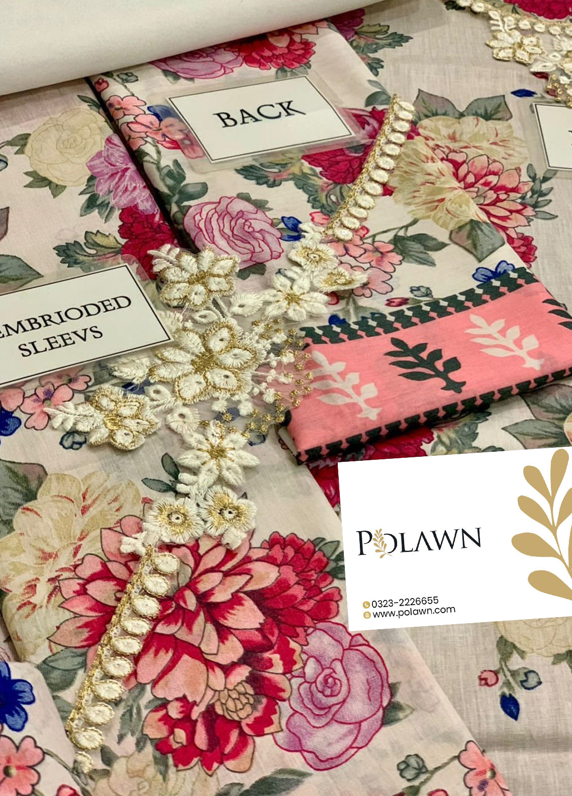 Embroidered Lawn 3 Piece Unstitched Suit BL-UF-191 - Summer Collection