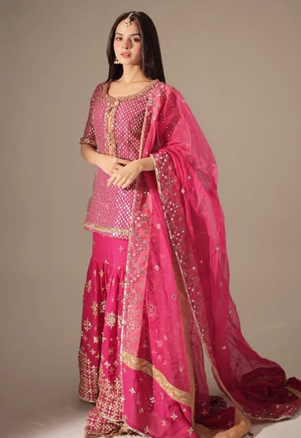 Embroidered Chiffon 3 Piece Unstitched Suit LAJWANTI-GULABI - Party Wear