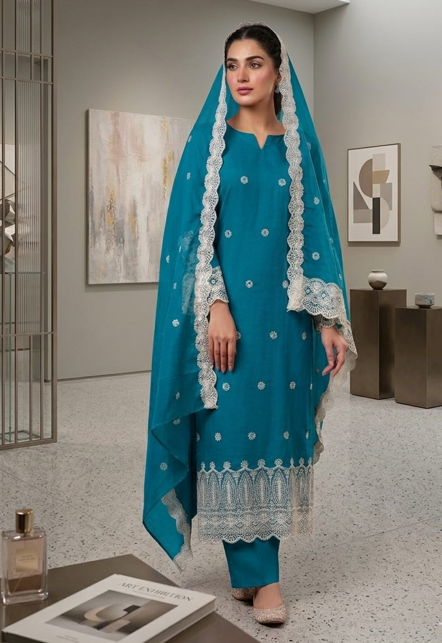 Embroidered Lawn 3 Piece Unstitched Suit MALAYSIA-CHIKKENKARI - Summer Collection