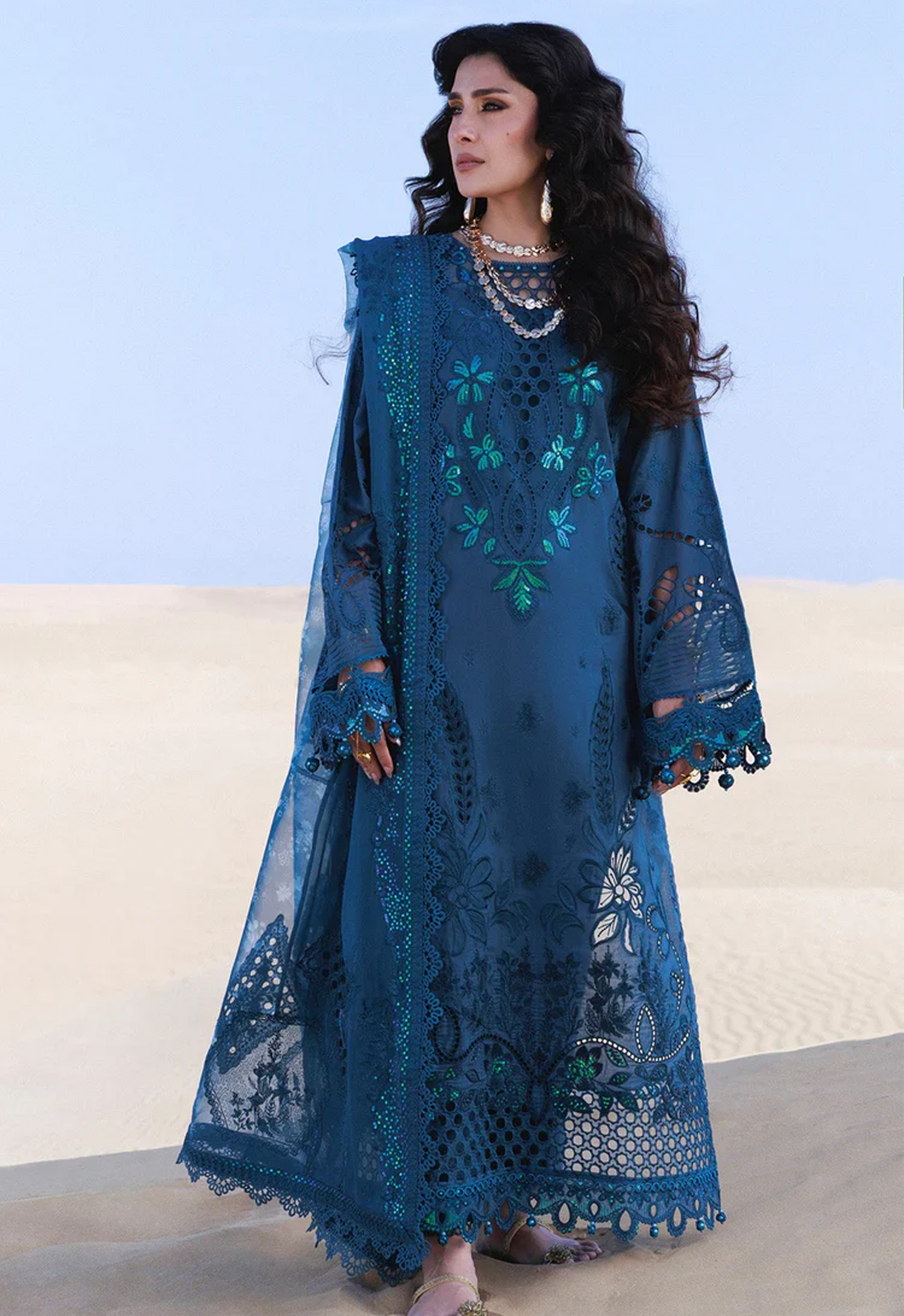 Embroidered Lawn 3 Piece Unstitched Suit NL-HU-NE-229 - Summer Collection