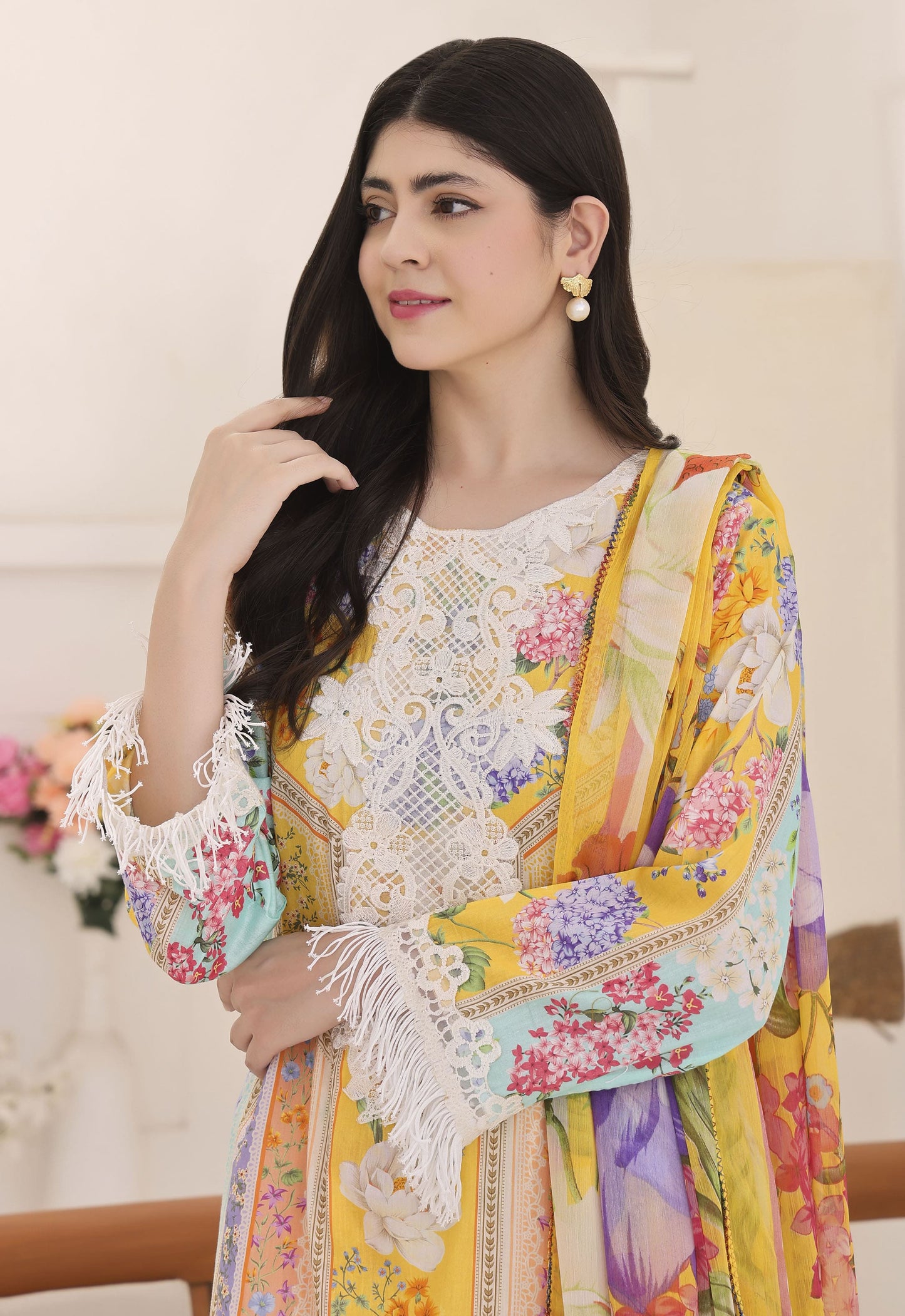 Nayab By Polawn Embroidered Stitched 3 Piece Lawn Suit PD-25-414-A-Ready to Wear