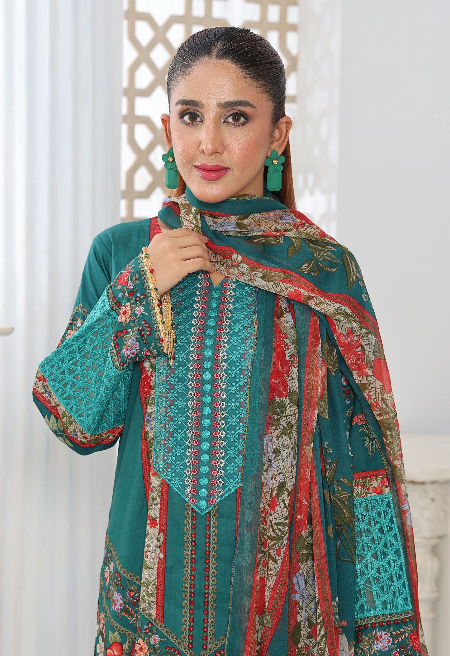 Naina By Polawn Embroidered Stitched 3 Piece Lawn Suit PD-25-437-A-Ready to Wear