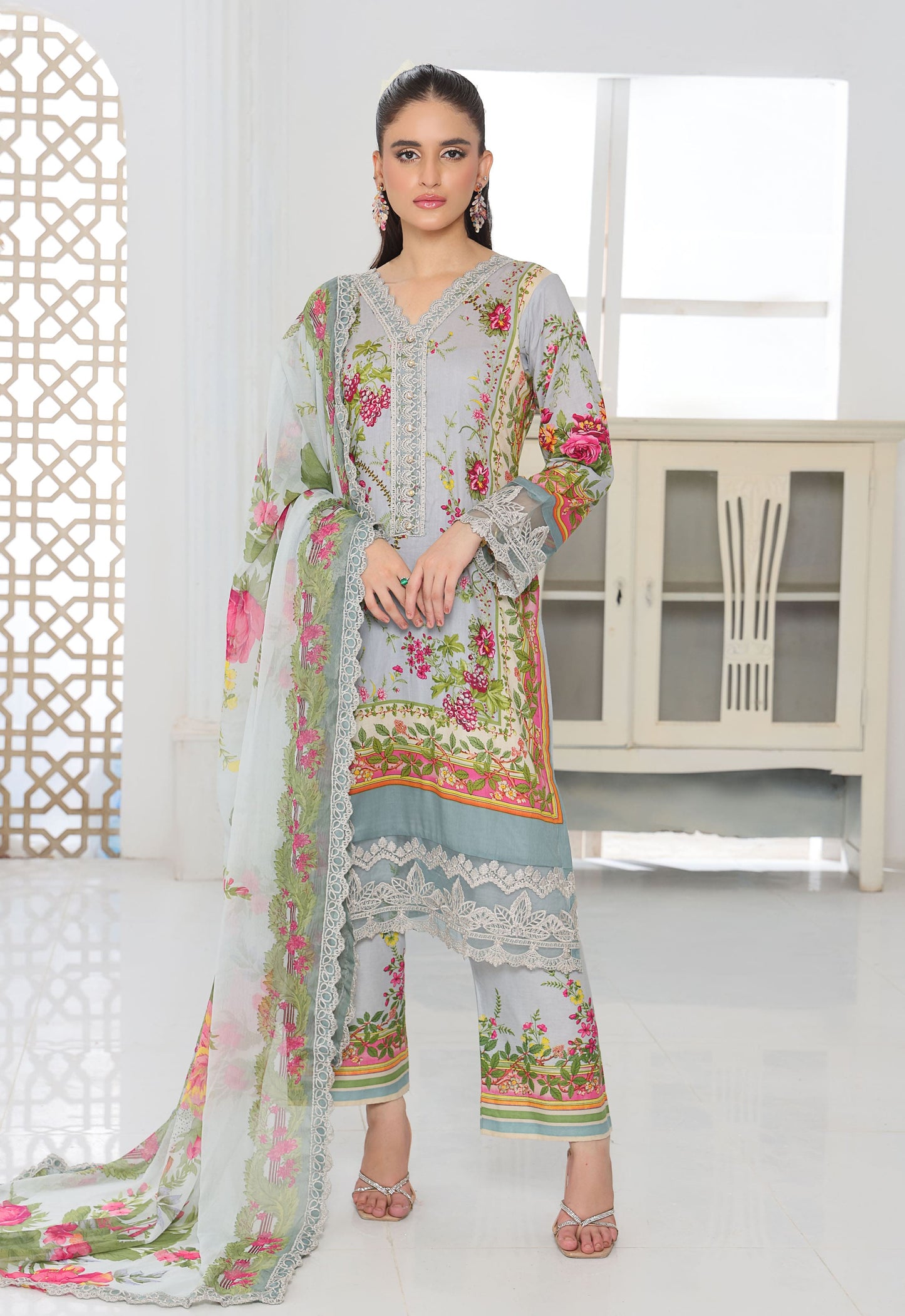 Naina By Polawn Embroidered Stitched 3 Piece Lawn Suit PD-25-438-B-Ready to Wear