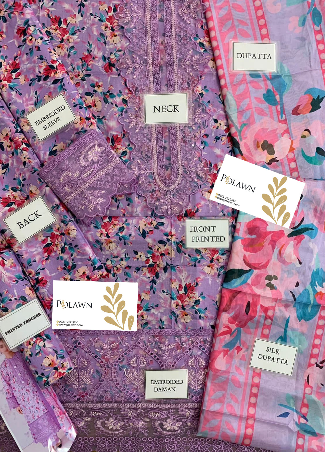 Embroidered Lawn 3 Piece Unstitched Suit AL-ORCHID-24 - Summer Collection