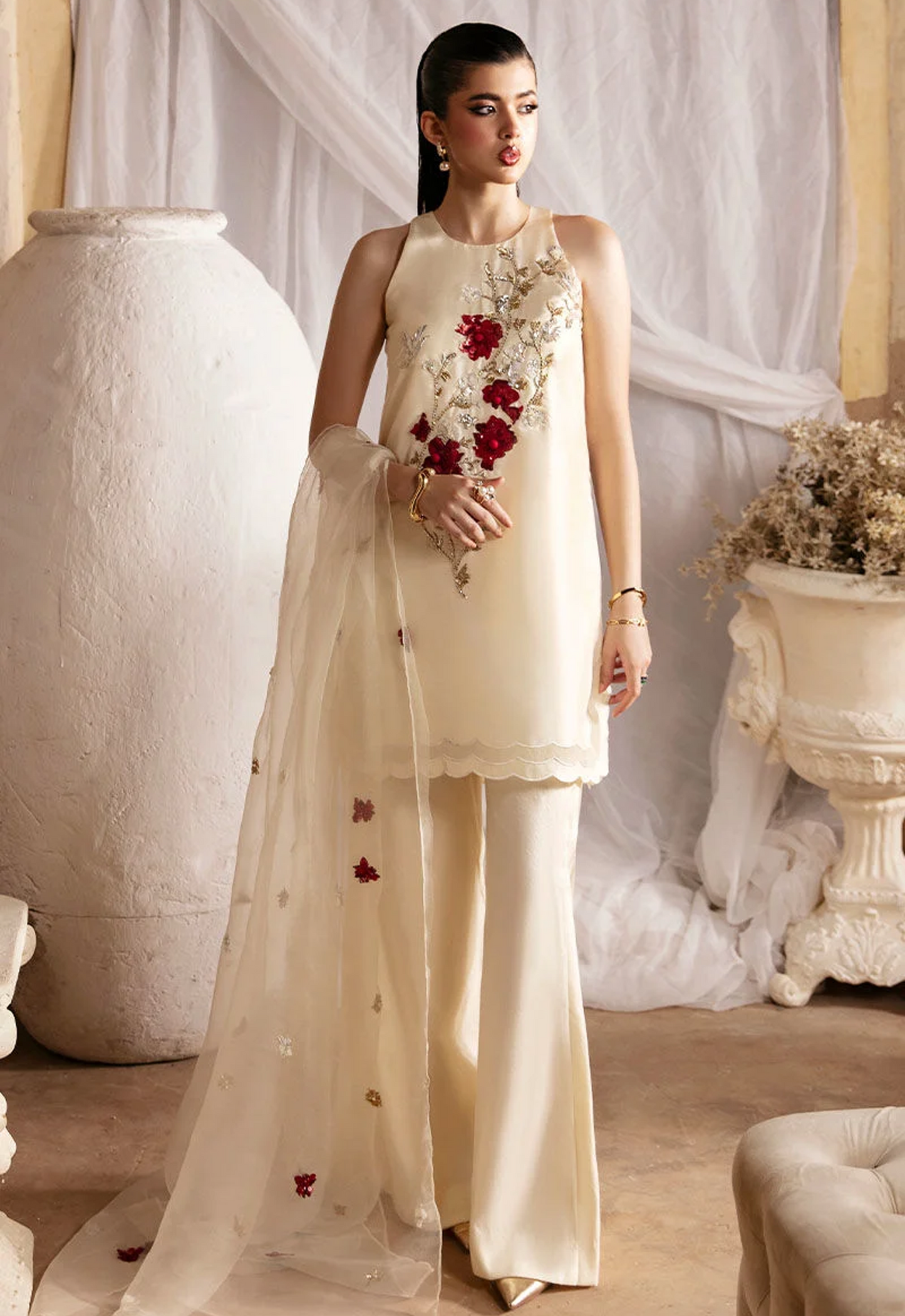 Embroidered Silk 3 Piece Unstitched Suit RZ-HU-LUMINA - Party Wear