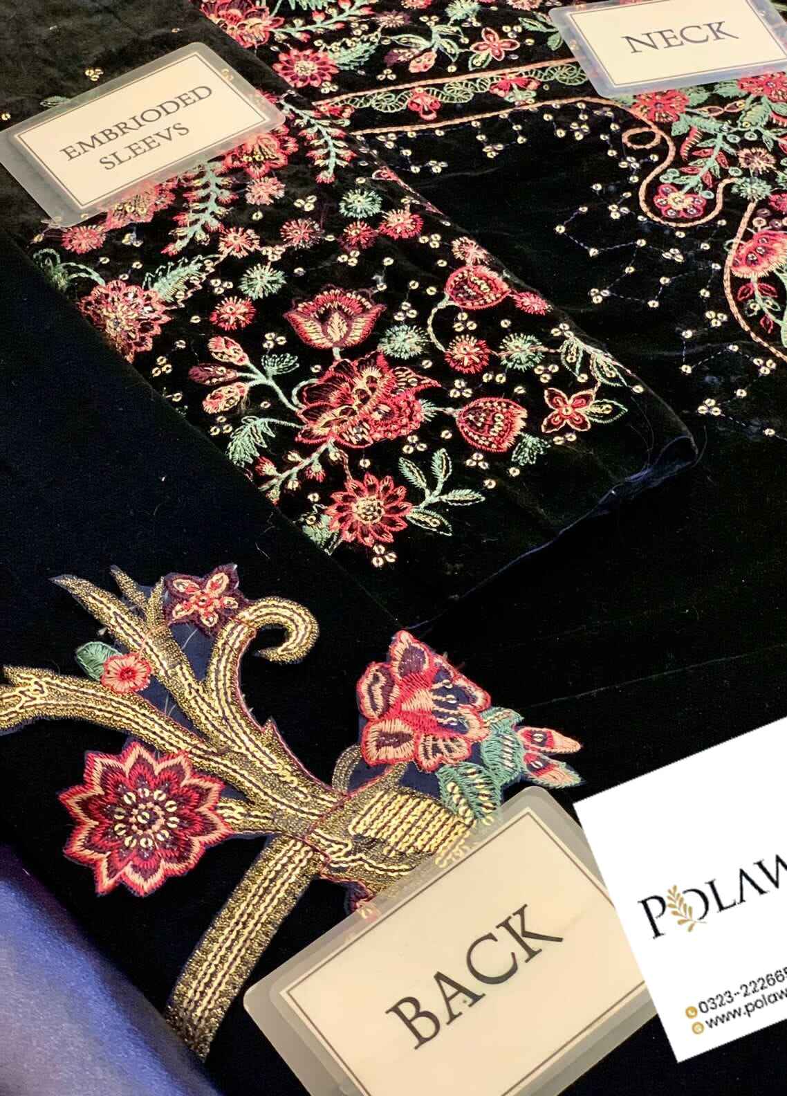 Embroidered Unstitched 3 Piece Velvet Suit JV-VF-2005 - Party Wear