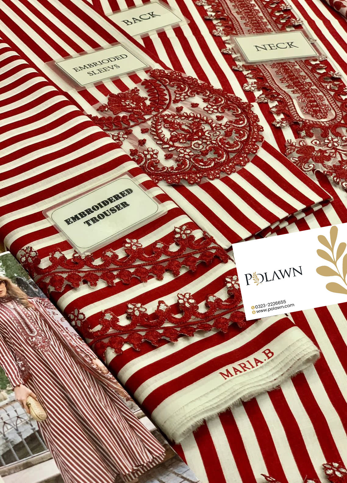 Embroidered Lawn 3 Piece Unstitched Suit MBL-MPT-1810-B-23 Summer Collection