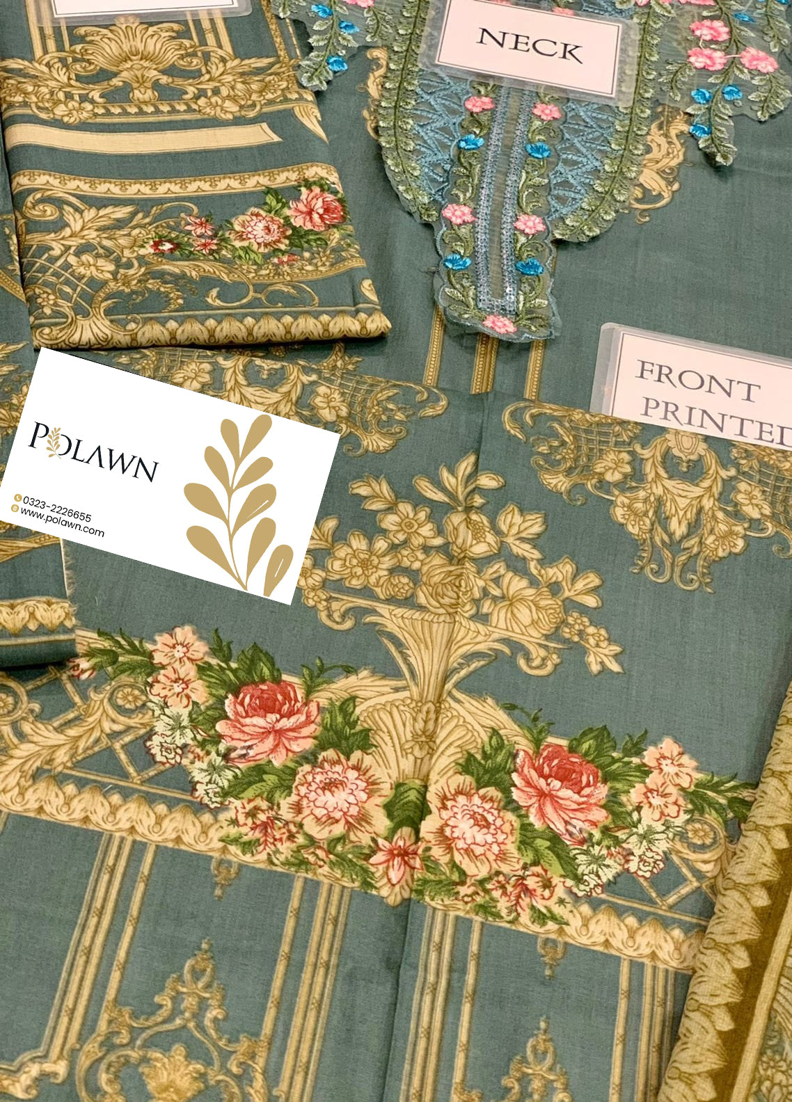 Embroidered Lawn 3 Piece Unstitched Suit MBL-MPT-2104-B-24 - Summer Collection