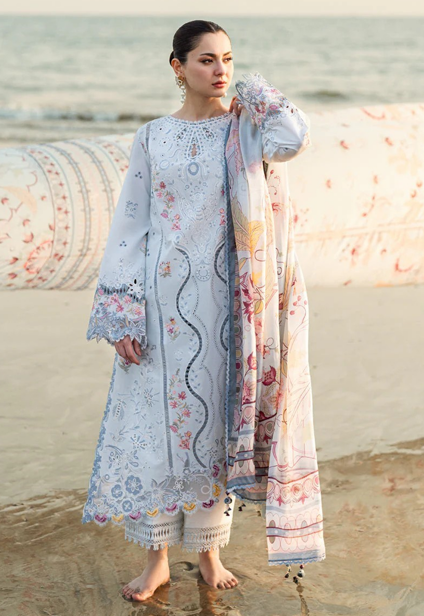 Embroidered Lawn 3 Piece Unstitched Suit QL-HU-FK-02-Isabella - Summer Collection