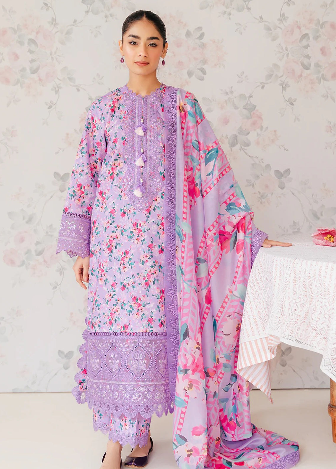 Embroidered Lawn 3 Piece Unstitched Suit AL-ORCHID-24 - Summer Collection
