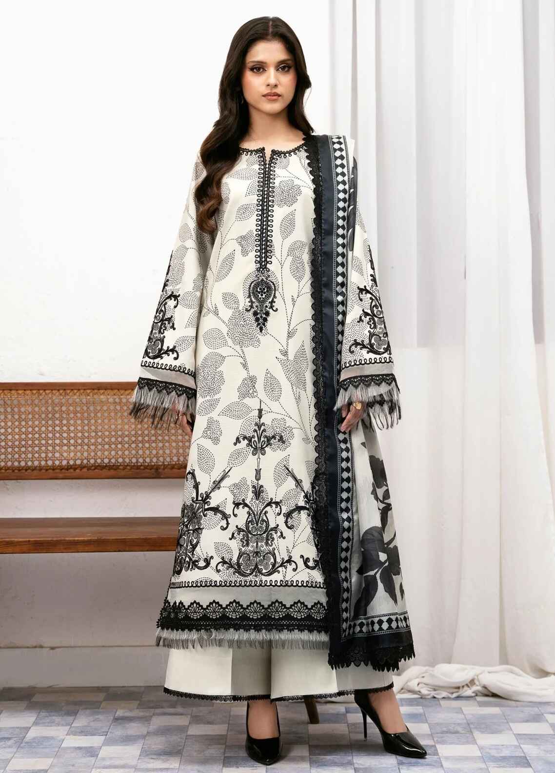 Embroidered Lawn 3 Piece Unstitched Suit BIL-73-B - Summer Collection