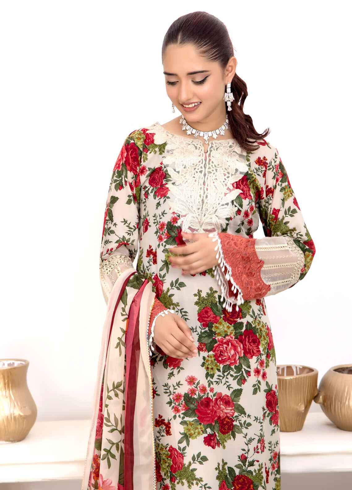 Naina By Polawn Embroidered Stitched 3 Piece Lawn Suit PD-24-605-B-Ready to Wear
