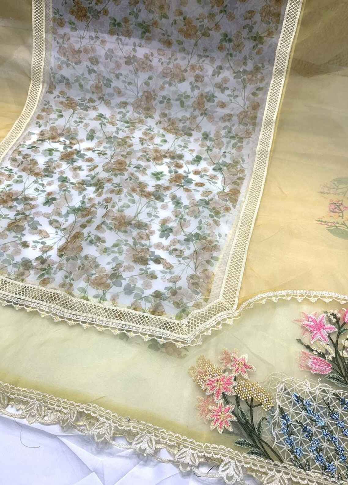 Embroidered Lawn 3 Piece Unstitched Suit CSSL-D02-A-SUNFLOWER YELLOW-24 - Summer Collection