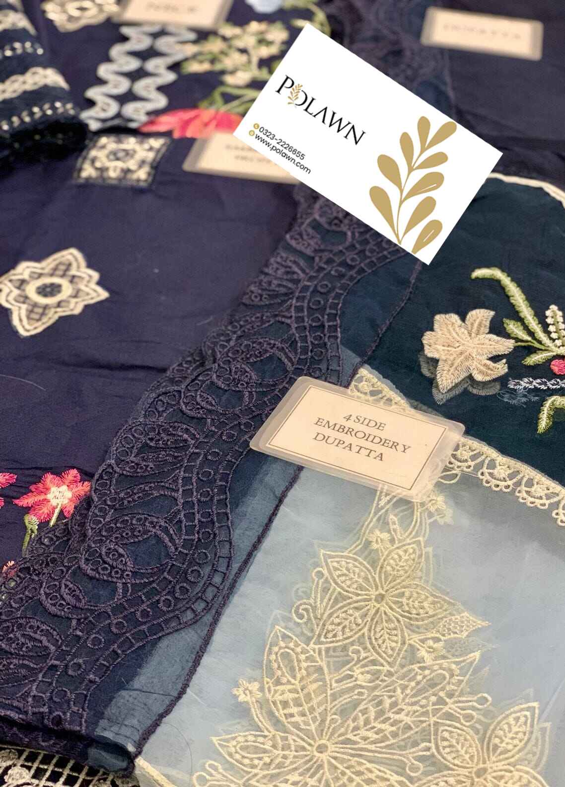 Embroidered Lawn 3 Piece Unstitched Suit CSSL-MIDNIGHT BLUE-24 - Summer Collection