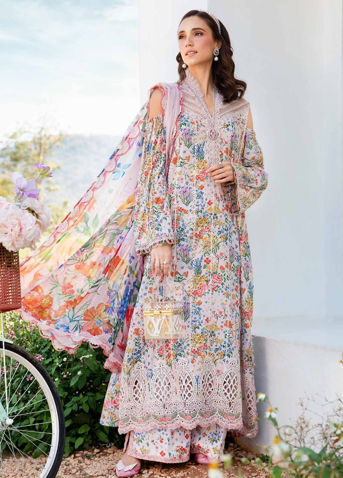 Embroidered Lawn 3 Piece Unstitched Suit MBL-MPT-2507-A-25 -Summer Collection