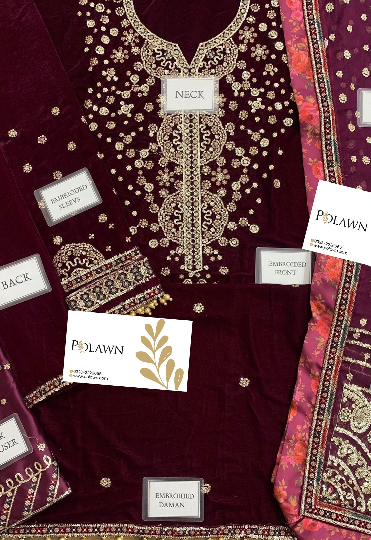 Embroidered Unstitched 3 Piece Velvet Suit JV-CVF-D05-25 - Party Wear