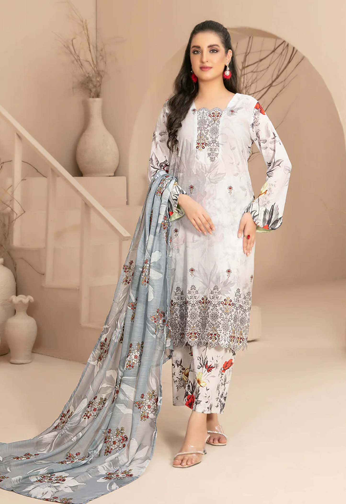 Embroidered Lawn 3 Piece Unstitched Suit TFL-WM-D-3295-LIQA - Summer Collection