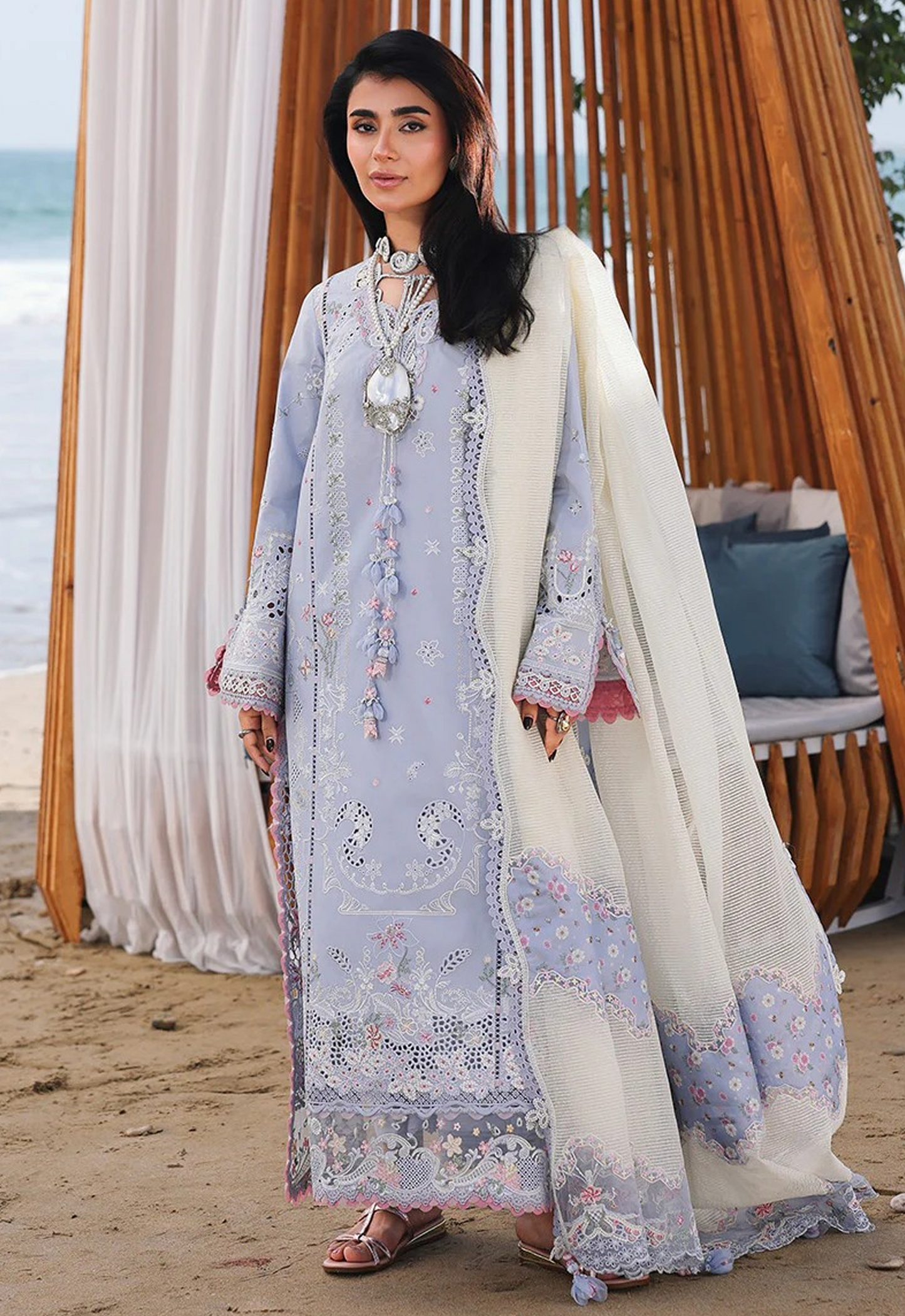 Embroidered Lawn 3 Piece Unstitched Suit QL-HU-SA-08-ZAYNA - Summer Collection