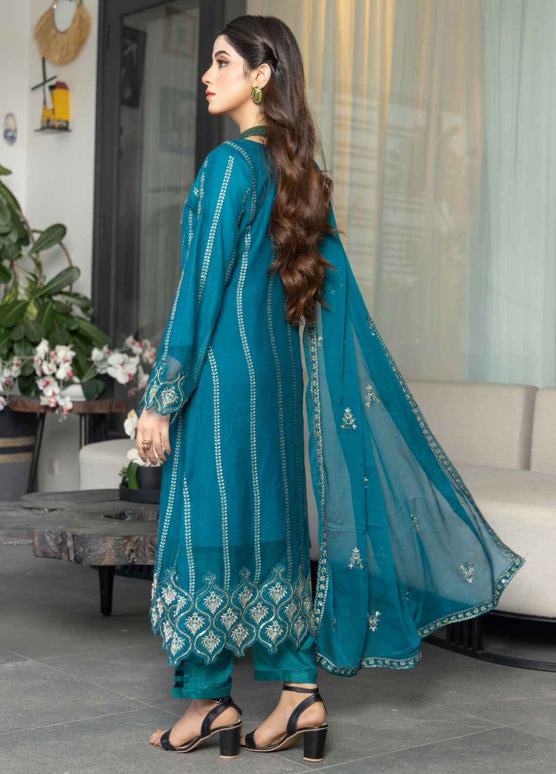 Mehru By Polawn Embroidered Stitched 3 Piece Chiffon Suit PD-24-804-Ready to Wear