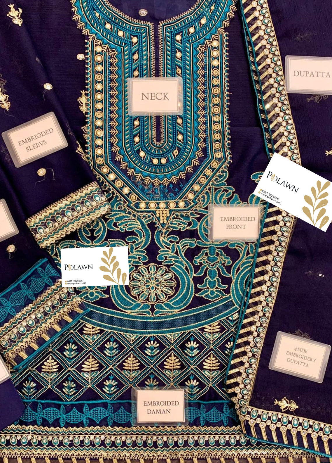 Embroidered Chiffon 3 Piece Unstitched Suit AJRNC-D10- 23-Party Wear
