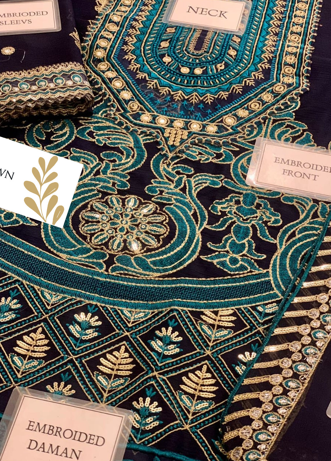 Embroidered Chiffon 3 Piece Unstitched Suit AJRNC-D10- 23-Party Wear