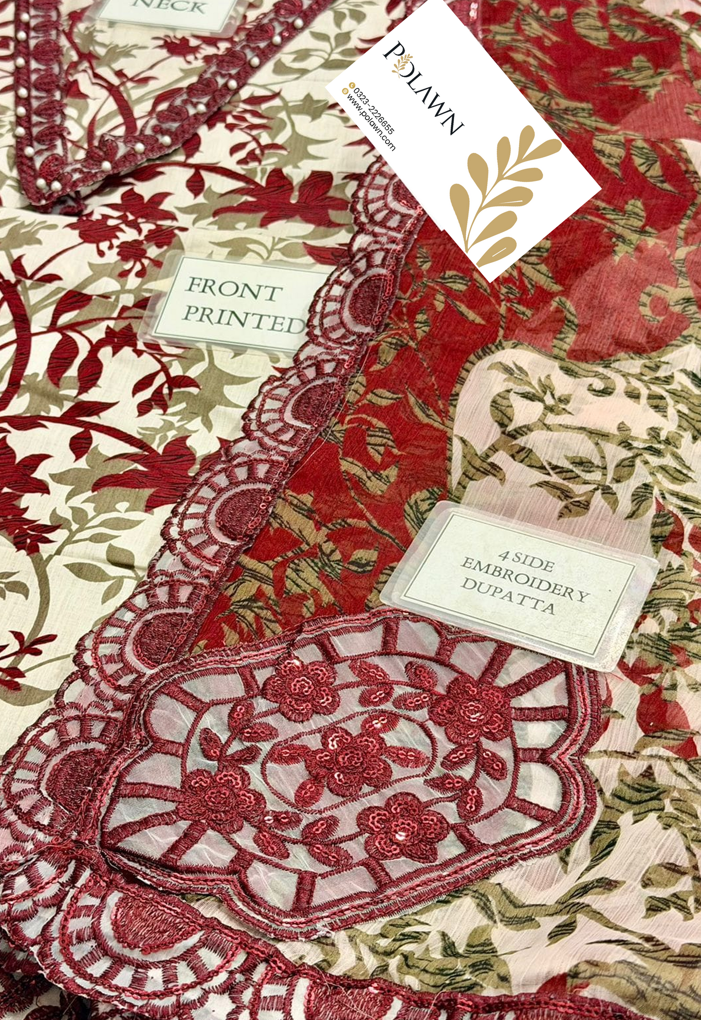 Embroidered Lawn 3 Piece Unstitched Suit RL-CHR9260-B - Summer Collection