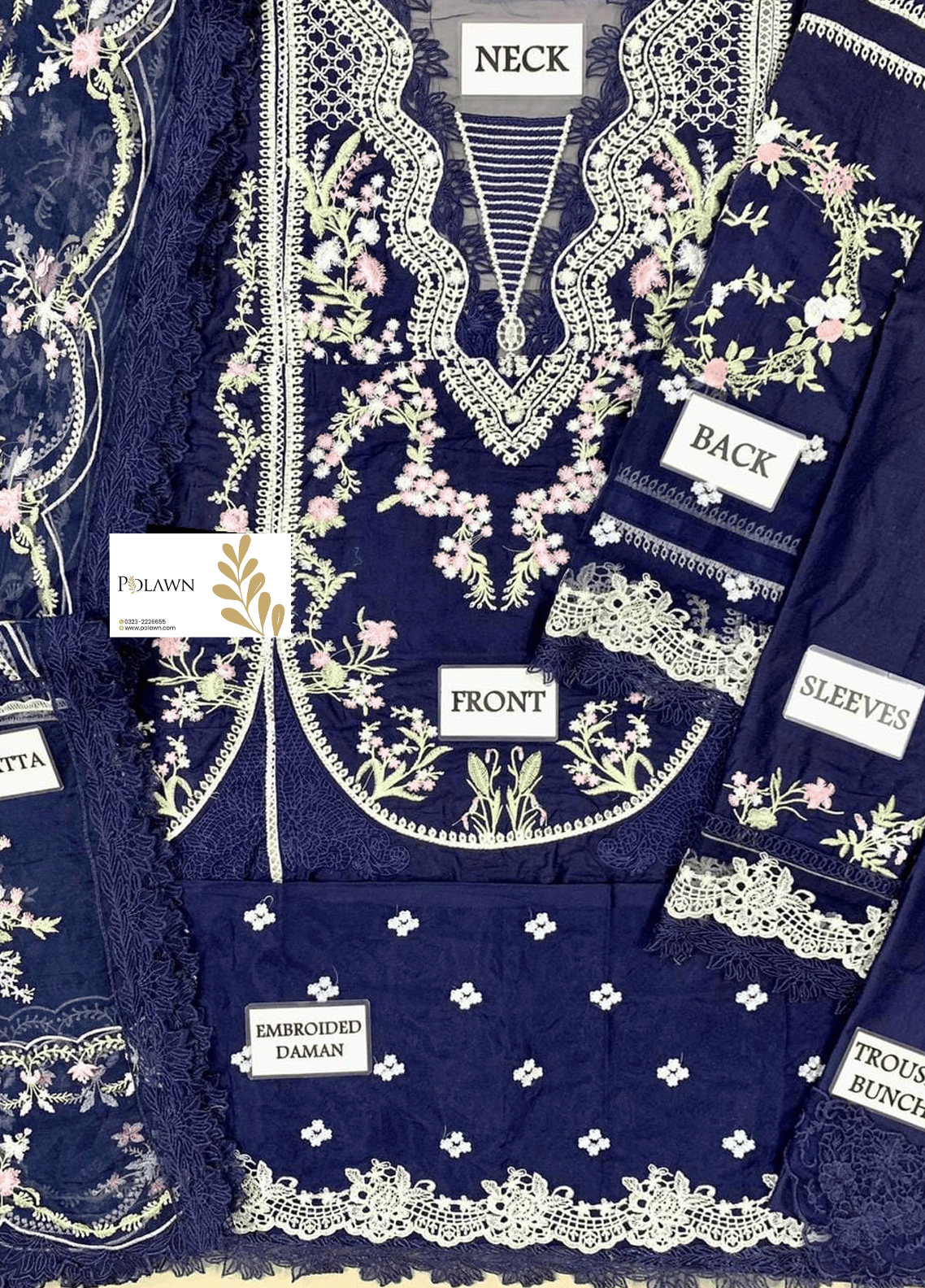 Embroidered Lawn 3 Piece Unstitched Suit CSSL-LOLITA LAPIS-24 - Summer Collection
