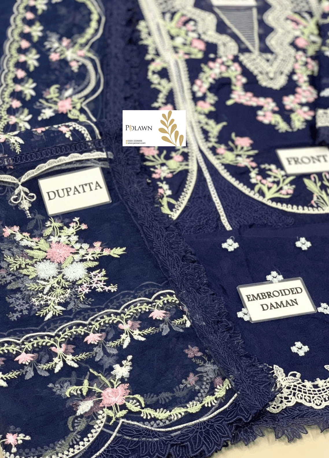 Embroidered Lawn 3 Piece Unstitched Suit CSSL-LOLITA LAPIS-24 - Summer Collection