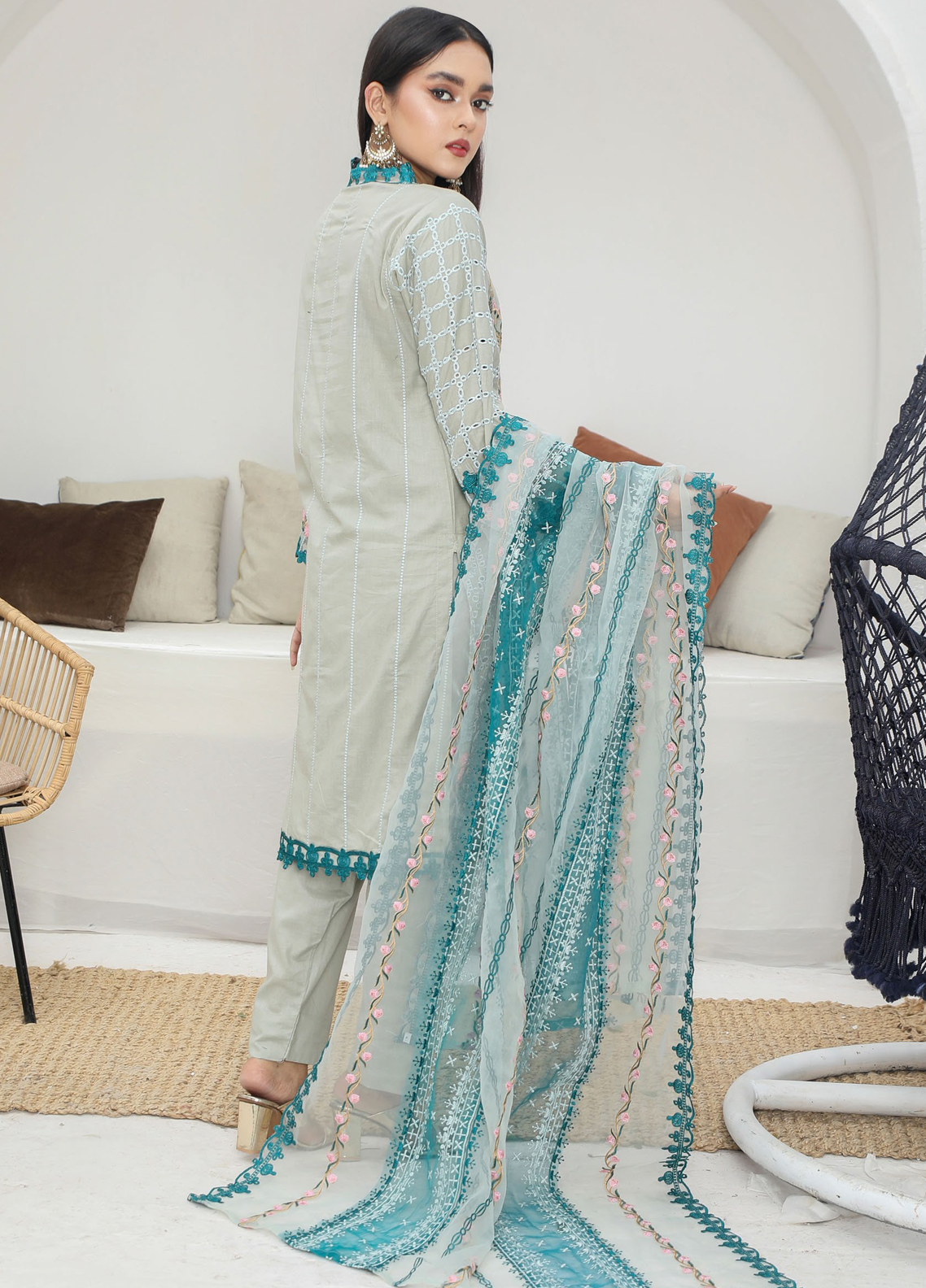 Embroidered Stitched 3 Piece Lawn Suit Design 102-Ready to Wear