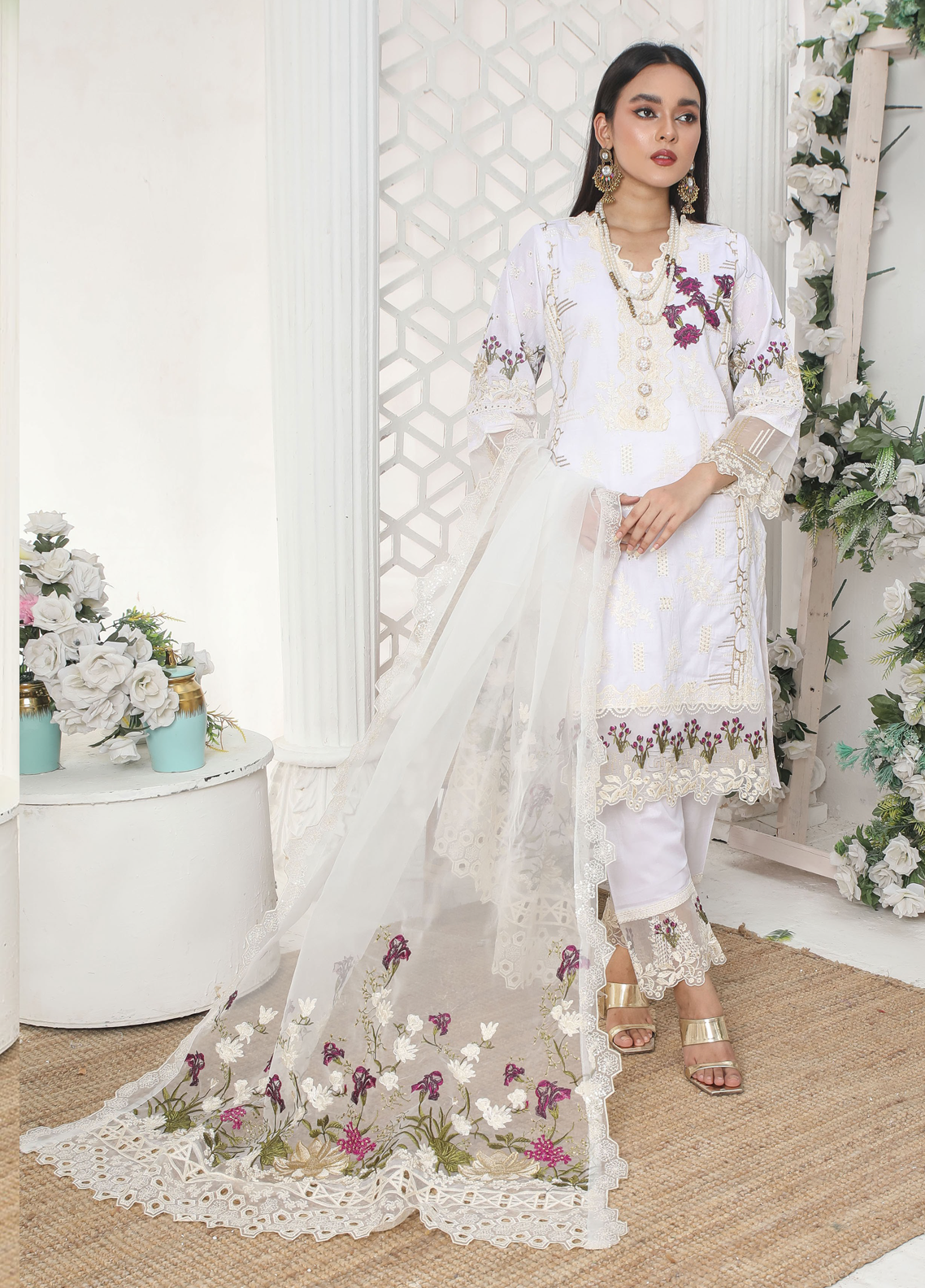 Embroidered Stitched 3 Piece Lawn Suit Design 105 Ready to Wear