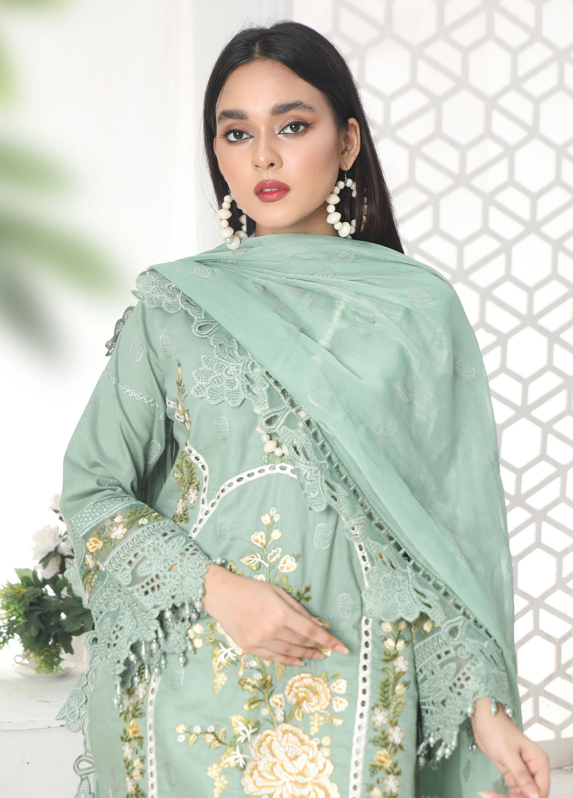 Embroidered Stitched 3 Piece Lawn Suit Design 206 Ready to Wear