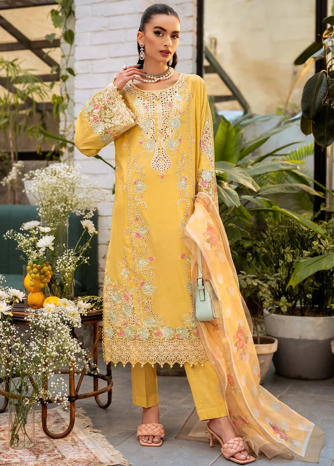 Embroidered Lawn 3 Piece Unstitched Suit MBL-DW-EF25-05-A - Summer Collection