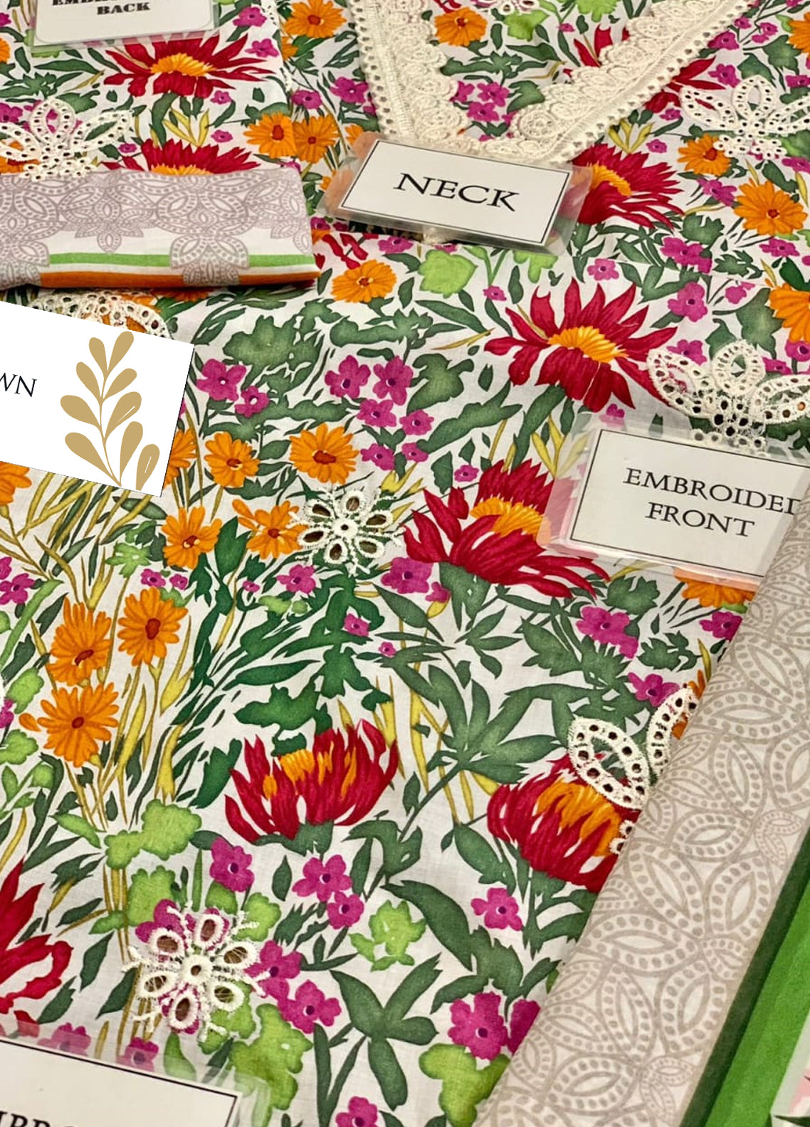 Embroidered Lawn 3 Piece Unstitched Suit MBL-MPT-1708-B-23 - Summer Collection