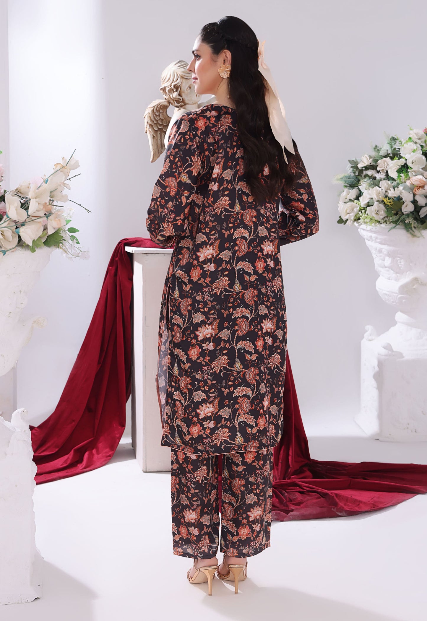 Polawn Printed Stitched 2 Piece Chamuse Silk Suit PB-CHAMUSE-102 - Basic Pret