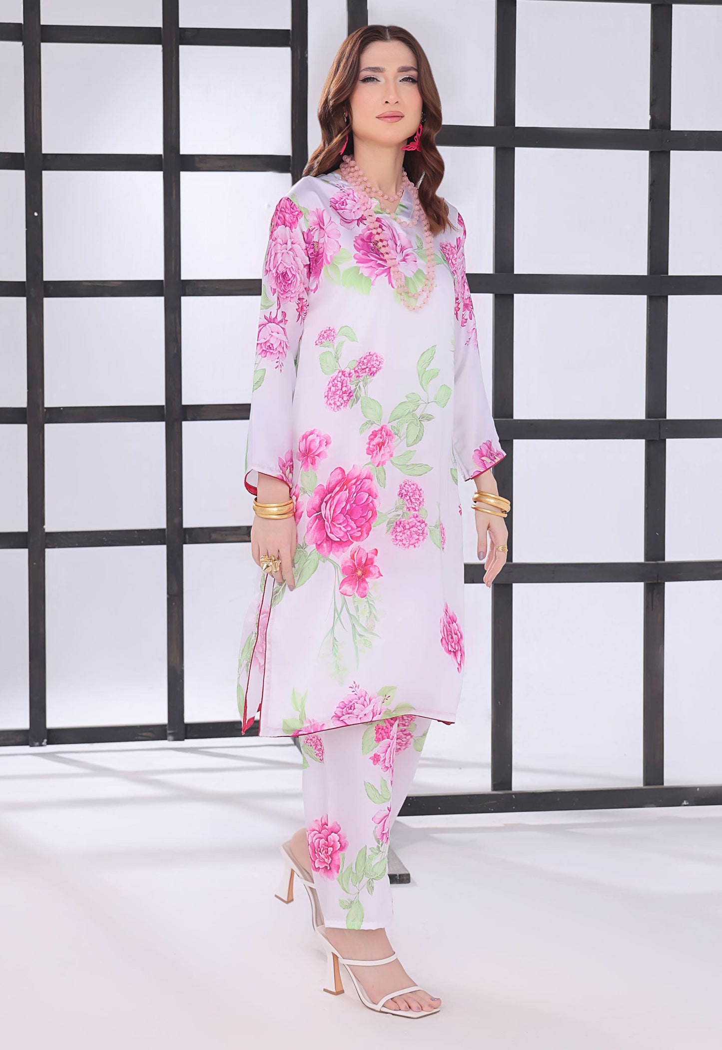 Polawn Printed Stitched 2 Piece Chamuse Silk Suit PB-CHAMUSE-103 - Basic Pret