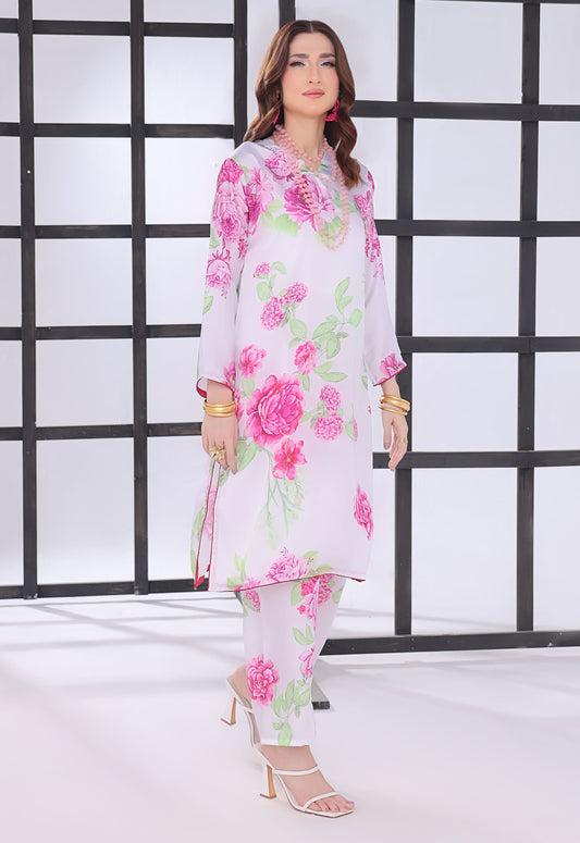 Polawn Printed Stitched 2 Piece Chamuse Silk Suit PB-CHAMUSE-103 - Basic Pret