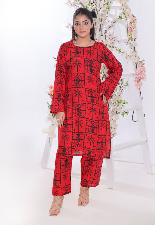 Polawn Printed Stitched 2 Piece Premium Linen Suit PB-LINEN-104 - Basic Pret