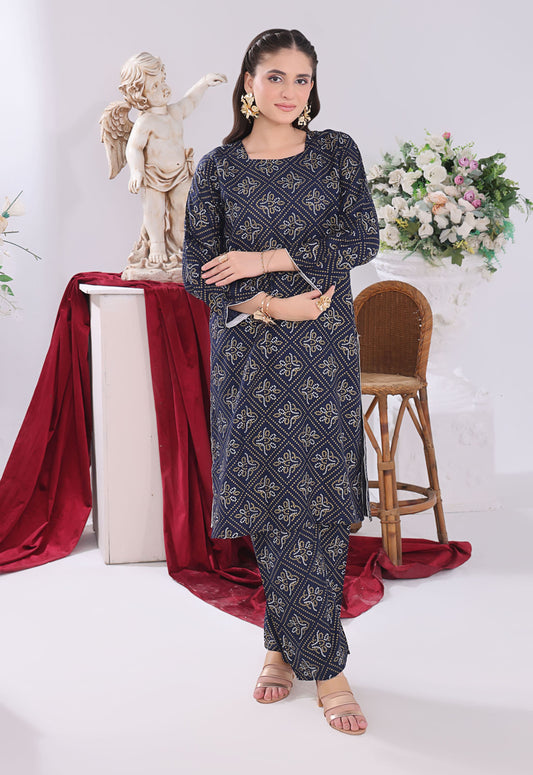 Polawn Printed Stitched 2 Piece Premium Linen Suit PB-LINEN-105 - Basic Pret