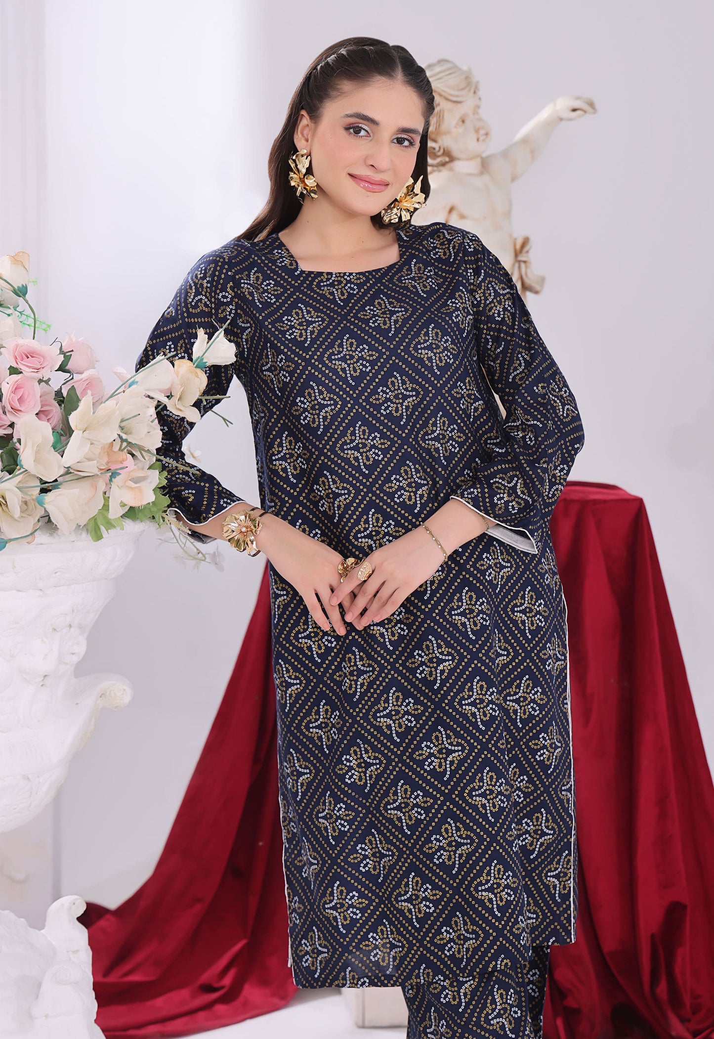 Polawn Printed Stitched 2 Piece Premium Linen Suit PB-LINEN-105 - Basic Pret