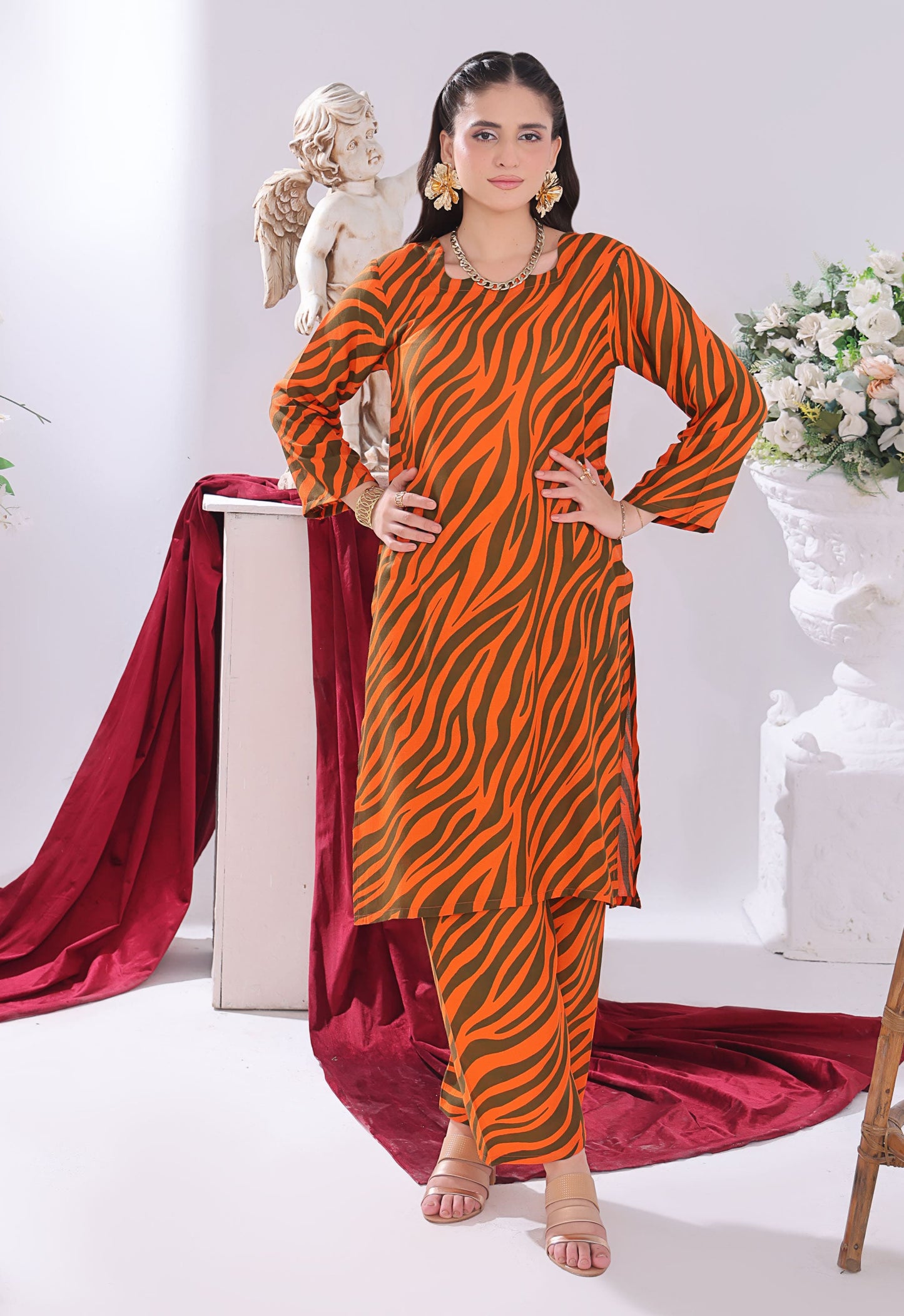 Polawn Printed Stitched 2 Piece Premium Linen Suit PB-LINEN-106-A - Basic Pret