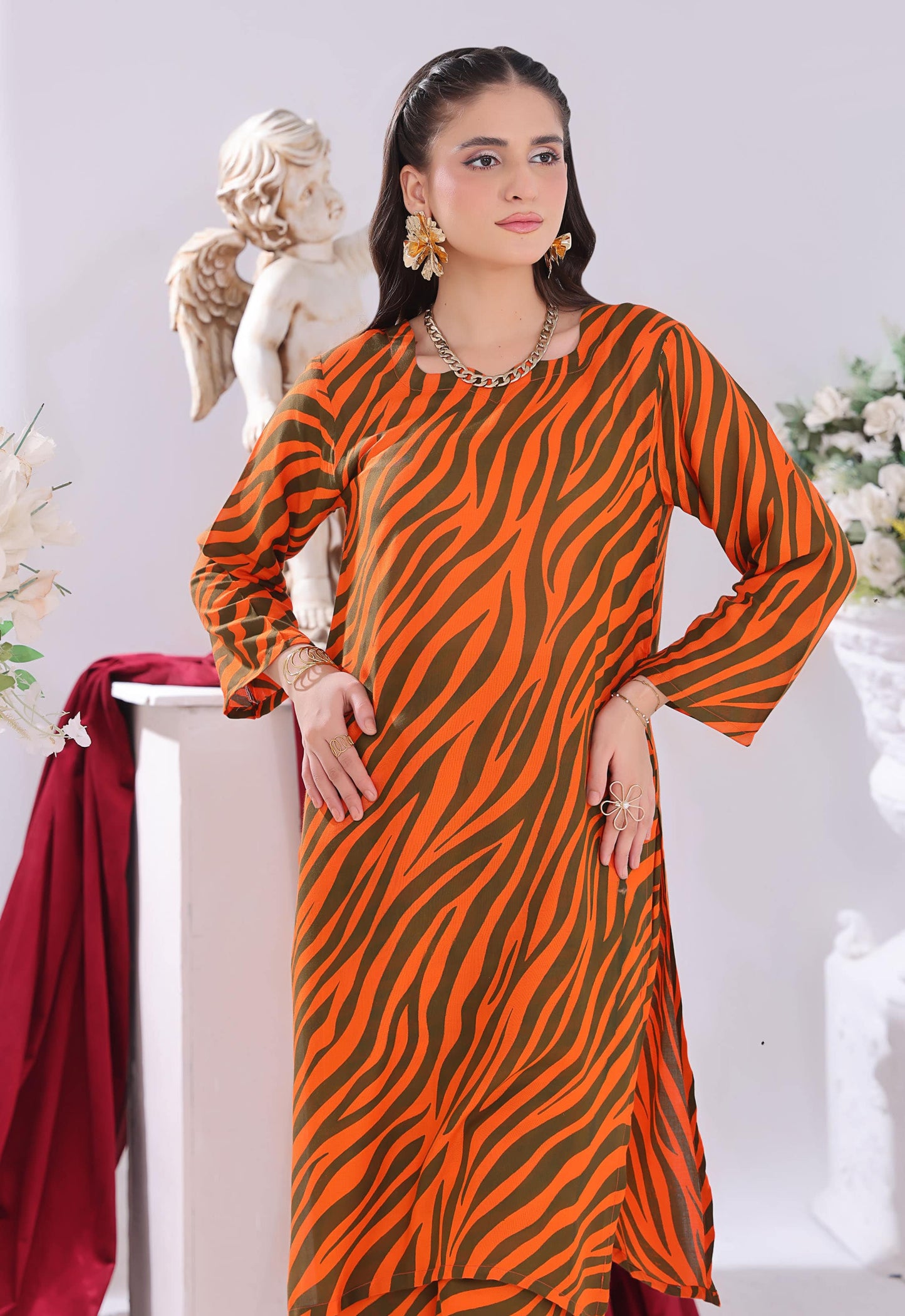 Polawn Printed Stitched 2 Piece Premium Linen Suit PB-LINEN-106-A - Basic Pret